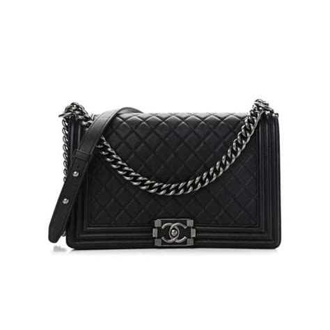 Chanel Grained Calfskin Quilted New Medium Boy Flap Black